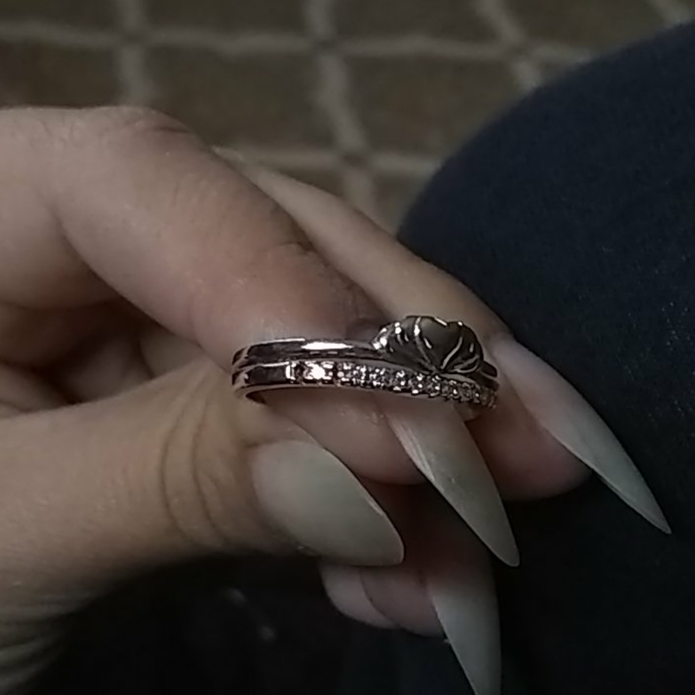 Heart Gems 925 Solid Silver Ring - image 1